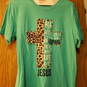 Beautiful turquoise inspirational graphic short sleeve T shirt